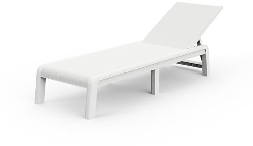 Keter Palma-Tumbona de Jardín Plegable, para Exterior terrazas, Patios, Jardines, 4 Posiciones, Color Blanco