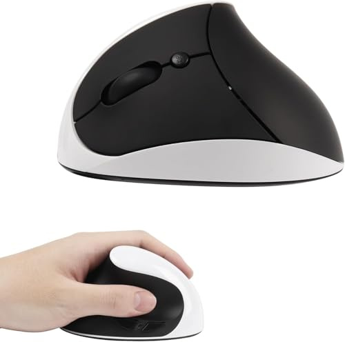 Justdfine - Ratón ergonómico para ordenador portátil, portátil, portátil, inalámbrico, recargable, 2,4 G, con receptor USB, para zurdo, 800-1600,6 botones, ratón ergonómico vertical