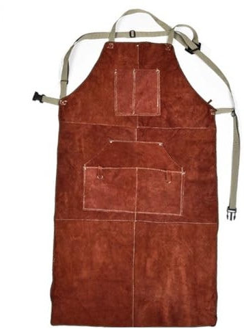 Grembiule da saldatura in pelle con 6 tasche per saldatura in pelle da 65 x 115 cm, adatto per riporre oggetti, con sei ampie tasche