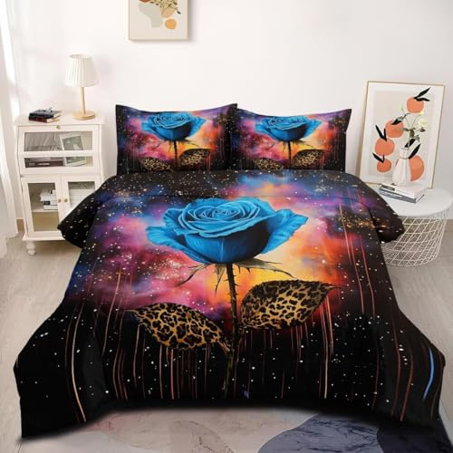 Generico Piumino Singolo Cielo Stellato Trapunte Rosa Blu Piumone Imbottito Resistente Lavabile, Super Morbida Trapunta, piumini 160x245 cm in Microfibra Reversibile e 2 Federa 50x80 cm Q351