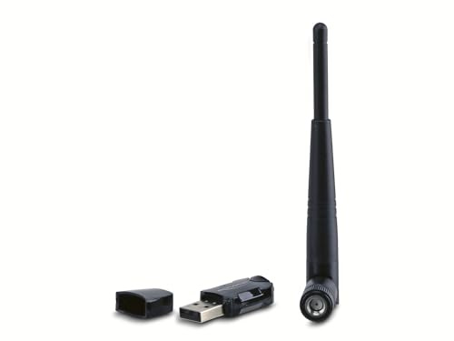 Delock WLAN USB2.0 Stick Dualband 2.4/5 GHz WLAN-AC 433 mit externen Antenne, 12462, Schwarz