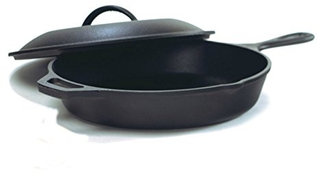 Lodge Seasoned Cast Iron Skillet With Lid (12 Inch) - Frying Pan Set