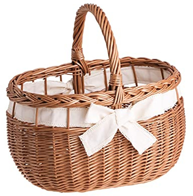 e-wicker24 Alles aus Weide inköpskorg av vide, naturlig inköpskorg, presentkorg, oval