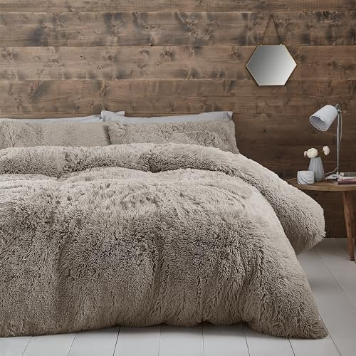Catherine Lansfield Cuddly King Duvet Set Natural