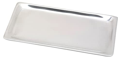 NKlaus piatto per candele rettangolare 17x9cm alluminio argento lucido piattino 10429