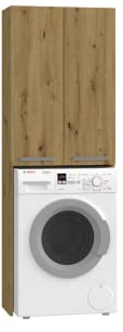 ADGO Pola DD Armoire pour Machine à Laver, Armoire pour Une Salle de Bain, étagère de Toilette, Surmontage de Machine à Laver (Chêne Artisan)