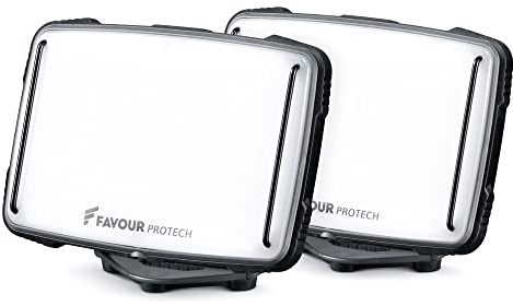 Favour Faro LED Recargable con USB – Lámpara Magnética – Set de 2 – Salida 1600 Lúmenes – IP67 Estanco Antipolvo – Lámparas de Trabajo – Amortiguador de Goma, a Prueba de Golpes