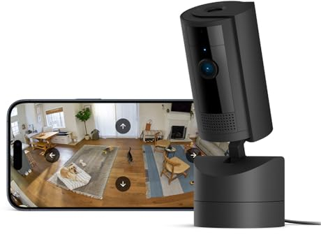 Caméra intérieure orientable Ring (Pan-Tilt Indoor Camera) | Caméra de surveillance des animaux, à prise, orientable à 360° et inclinable à 169° | Essai Ring Protect gratuit 30 jours