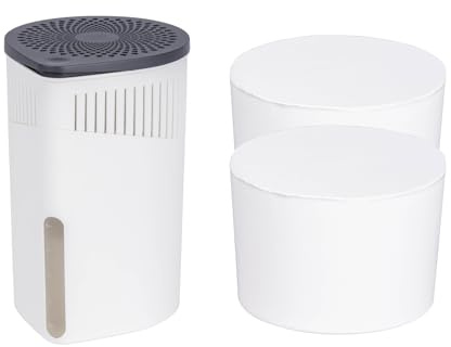 WENKO Raumentfeuchter Mod. Drop Set kompakter Luftentfeuchter mit 2 Granulat-Blocks für optimale Feuchtigkeitsreduzierung Ø 15 cm Höhe 23 cm Farbe Weiß