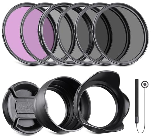 NEEWER 43mm ND Filter Pack and Lens Accessories, ND2 ND4 ND8 UV FLD CPL Filter Kit with Lens Cap