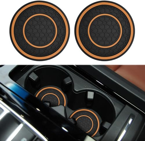 deemars Sie Will Lot de 2 dessous de verre pour les dessous de verre Motif empreintes des tasses Un espace en PVC dans le verre de passage Accessoires pour la plupart des voitures (orange)