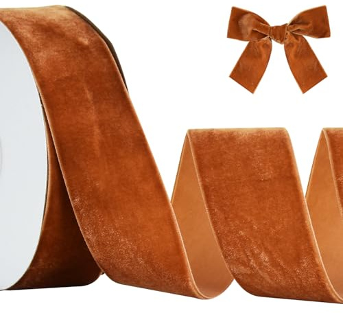 RIBBOOO Cinta de terciopelo marrón 4 cm x 9,1 m, cintas de terciopelo vintage para Navidad, arcos de guirnalda decoración manual para regalos, envoltorio para ramo de San Valentín