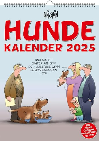 Uli Stein Kalender 2026 - Hundekalender + 5 Postkarten - 240x330mm - Jahreskalender mit Motiv Seiten & Spiralbindung - Uli Stein Cartoons Terminplaner - Monatskalender mit lustigen Sprüchen