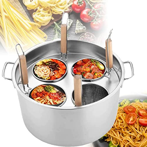 Pentola per La Pasta Cuocipasta in acciaio inox, pentola per la pasta, 3/4/5 fori, pentola per la pasta con cestello scolapasta inserito, pentola per zuppa con coperchio, cuocipasta per cuci