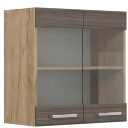 Vicco Küchenglashängeschrank R-Line, Glashängeschrank, Edelgrau, 60 cm