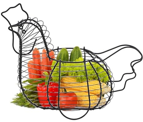 Cesto Portauova In Ferro | Cestino Per Raccogliere Le Uova | Cestino Raccogli Uova Per Pollaio | Portauova A formas Di Gallina Con Manico Per Cibo, Frutta E Uova