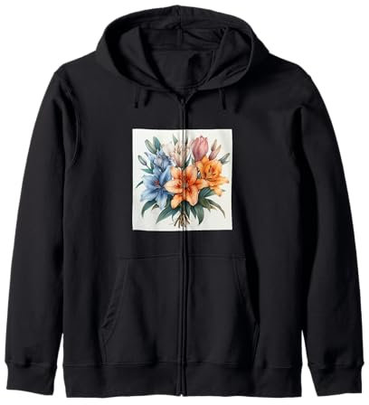 Bouquet de lys asiatiques aux couleurs pastel Sweat à Capuche