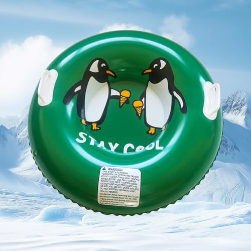 Tube à Neige Gonflable pour Luge 90 cm/35 Pouces Tube Robuste pour Enfants avec 2 poignées Luge d'hiver pour Faire de la Luge, du Ski et du Patinage en Hiver, Jeux de Plein air (Pingouin)