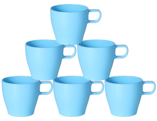 GESHUPOR 6-Pack 10oz Unbreakable Coffee Mugs, Microwave Safe Premium Drinkware (Up to 320℉), Lightweight Shatterproof White Cups for Keurig, Kids, RV & Camping, BPA-Free (Blue)
