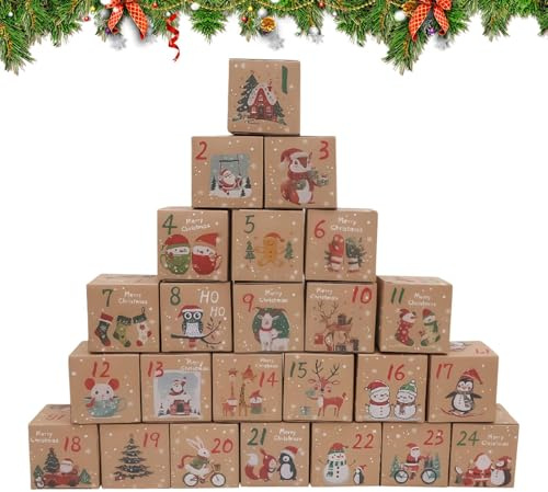 Scatole per calendario per conto alla rovescia di Natale, forniture per le vacanze, ricaricabili, decorazioni per la casa, pieghevoli, per scrivania, soggiorno, camera da letto, feste