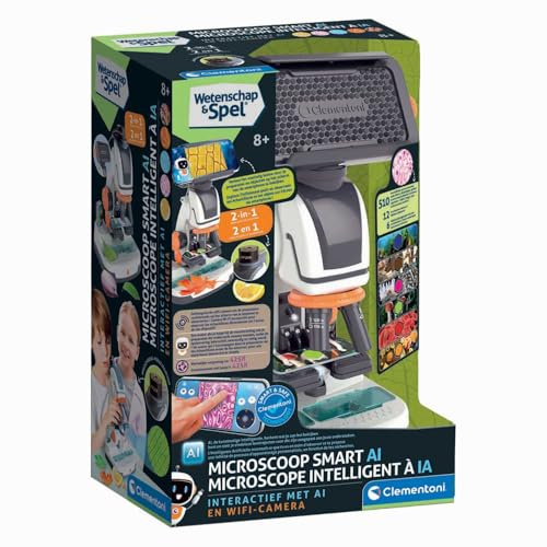 Clementoni Science et Jeu - Microscope pour Enfants - Numérique et Analogique - Comprend WiFi et Caméra - avec Lamelles Numériques - Dès 8 Ans