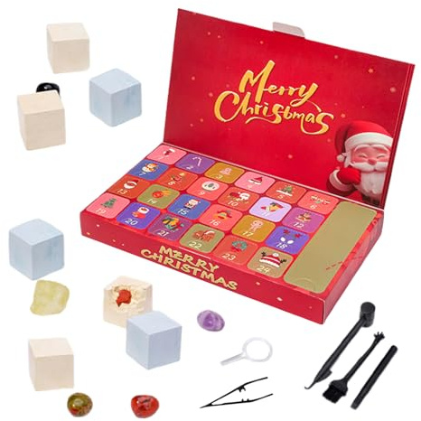 Adventskalender nedräkningskalender - grävningssats, julpresentförpackning, semestergrävningsleksak, pedagogiskt lekset | Crystal Dig adventskalender för