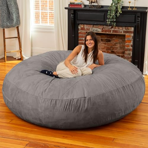 Jaxx 6 Foot Cocoon - 2-in-1 Convertible Bean Bag Bed & Large Bean Bag Chair for Adults, Charcoal