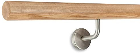 Treppen- und Geländerstudio Graber Ballettstange Esche hell Ø 42mm inkl. 2 Edelstahlhalter zum Einschrauben (110 cm)