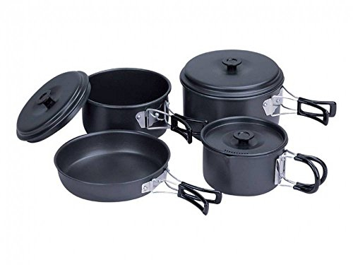 Set Pentola Gavetta Bravo 7 pezzi Pentole Padella Coperchi Campeggio Scout Trekking