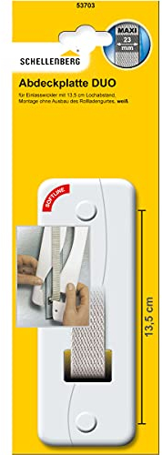 Schellenberg 53703 Rolladengurt Abdeckung Lochabstand 13,5 cm, einfache Montage ohne Ausbau des Gurtband, Abdeckplatte DUO Maxi, für Gurtwickler und Einlasswickler, weiß