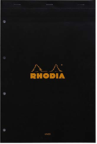 RHODIA 206009C Bloc Agrafé N°20 Black A4+ 21x31,8cm Ligné Perf. 4 T 80 F