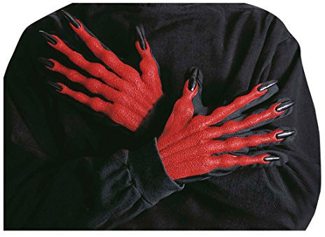 NET TOYS Mains de Diable Halloween pour déguisement Mains Diable Horreur Main du Diable Gants Halloween Gants de Diable Mains d'horreur