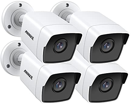ANNKE Confezione da 4 telecamere di sorveglianza da 5 MP con rilevamento del movimento EXIR, accesso remoto e impermeabilità IP67, per esterni, interni, set di telecamere di sicurezza domestica