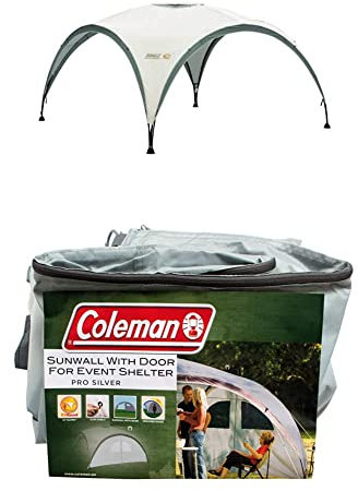 Coleman Gazebo Event Shelter XL Including Side Panel with Door and Window, Garden and Camping, Sturdy Steel Poles Construction, Large Event Tent, Portable Sun Shelter with Sun Protection SPF 50+