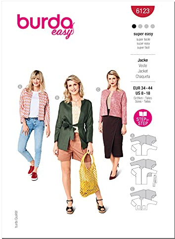 Burda B6123 Patron de Couture, Papier, Blanc, 34-44