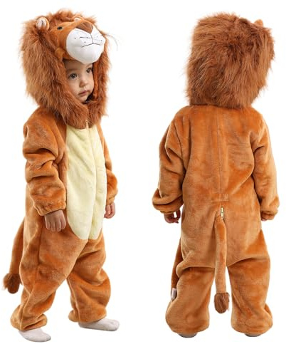 TONWHAR Toddlers Lion Costume, Soft Kids Halloween Dress Up Romper Outfits for Boys & Girls(2-3T,Lion)