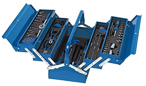 Draper 48091 Tool Kit in Steel Cantilever Toolbox (126 Piece), Blue