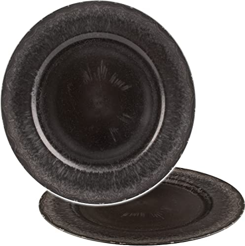 alles-meine.de GmbH 4 Stück Teller/Platzteller matt schwarz/Schiefer Farben Ø 33 cm - großer Unterteller/Plätzchenteller - Weihnachtsteller rund flach - Dekoteller - ..