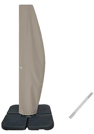 Patio Umbrella Cover for 10FT to 11FT Offset Umbrella, Water Resistant, Curved Cantilever and Straight Pole Parasol Outdoor Umbrellas Cover with Zipper and Rod