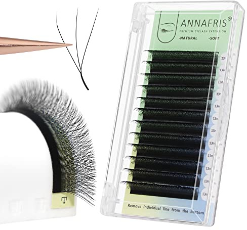 ANNAFRIS 3D Extensión de pestañas Pestañas de Volumen Prefabricadas en Forma de 3D W Individuales Naturales Extensión de pestañas postizas (0.07 C,MIX 8-12mm)