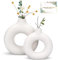 TAVADA Donut Keramik Vase Satz von 2 für Moderne Home Decor, Runde Matte Vasen für Pampasgras,Keramic Vasen, Neutral Boho Nordic Minimalismus Stil Blumenvasen