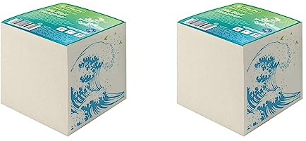 Herlitz 50033461 Notizklotz 9 x 9 x 9 cm, 900 Blatt, Motiv: GREENline Welle, 1 Stück (Packung mit 2)