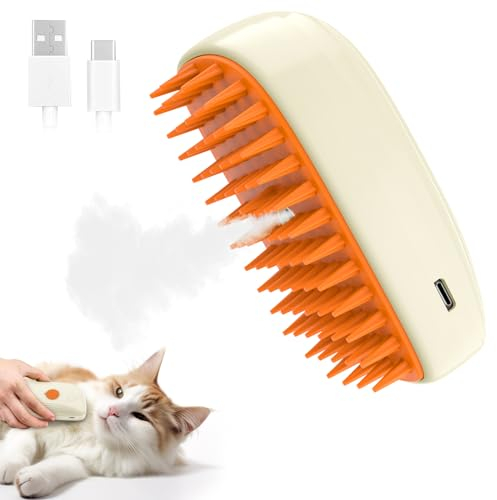 BIRDTOBR Katzenbürste mit Dampf, Katzenbürste, 3 in 1 Katzen Katzen-Dampfbürste, Multifunktionale Katzenspray-Massagekamm, Steamy Cat Brush Beseitigen Sie Fliegende Haare für Katze und Hund