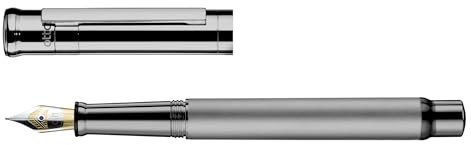 Otto Hutt Design 04 Füllfederhalter Dunkelgrau, mit Schaft matt lackiert, Beschlagteile und Kappenhülsen Messing satiniert, zusätzlich Ruthenium beschichtet, Stahlfeder, Federstärke: F, 028-11614