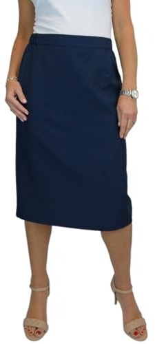 Paulo Due Falda Lápiz Forrada para Mujer con Cintura Parcialmente Elástica Debajo De La Rodilla, Falda De Oficina 38-52