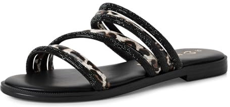 MARCO TOZZI Damen Pantoletten mit Glitzerdetails Sommer, Schwarz (Black Comb), 39 EU