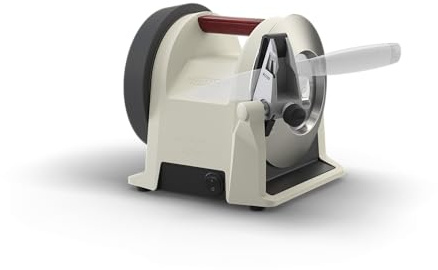 Tormek T-1 Kitchen Knife Sharpener in Linen White with Red Birch Handle (UK Version) | Patented Angle Guide - Knife Sharpening Machine for European&Japanese Style Kitchen Knives - for Home Cooks