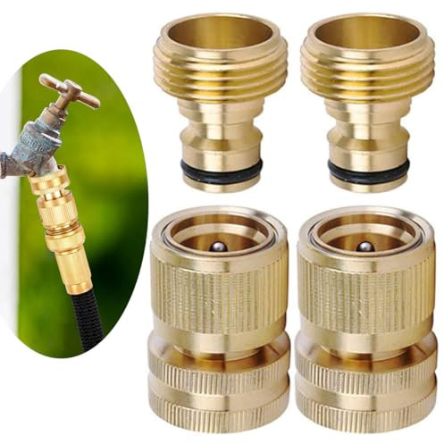 Uni-Fine Brass Quick Hose End Connector, 3/4 Inch, Quick-Connect, Garden Hose Nozzle Connect Kit