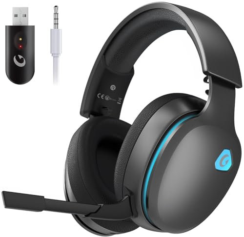 Gvyugke Casque de jeu sans fil 2,4 GHz pour PC, PS5, Mac, Switch, son surround 7.1, casque de jeu sans fil Bluetooth 5.3 avec microphone, casque mode filaire 3,5 mm pour Xbox Series