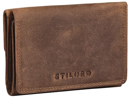 STILORD Olive Echtleder Geldbörse Damen Mittelgroß Leder Portemonnaie - Freuen Brieftasche mit RFID Schutz - Trifold Damengeldbörse mit Münzfach in edler Geschenkbox Farbe:mittel - braun